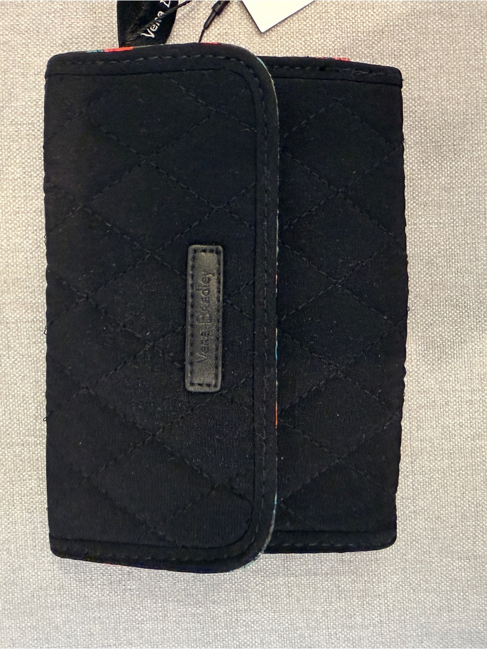 Vera Bradley Black Quilted Wallet with Multicolor Trim